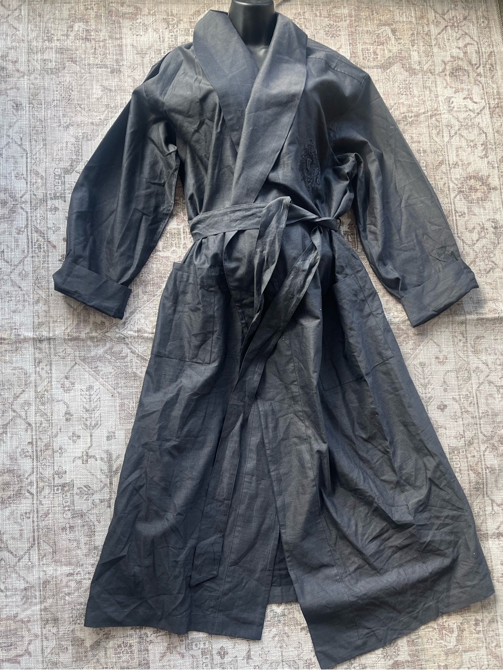Gianfranco Ferre Grey Draped Belted Dressing Gown